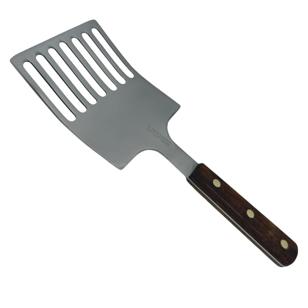 VINTAGE E. Dehillerin Paris France Slotted Spatula Turner Wood Handle 12"
